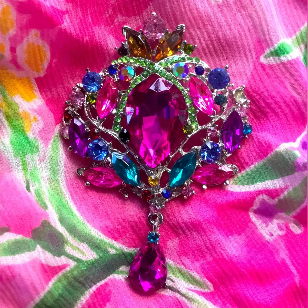 πSee New Listingπ ππ Blue Purple Pink Rhinestone Brooch Pin πΈNEW πΈ π - Picture 2 of 16